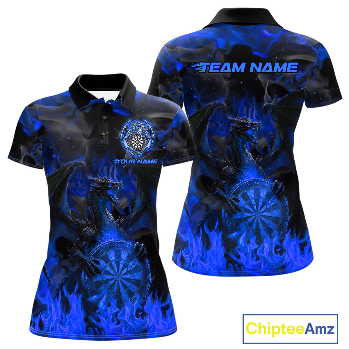 Fire Flames Darts Dragon Purple Dart Polo Shirts For Women Personalized Team Dart Jerseys NYN2106