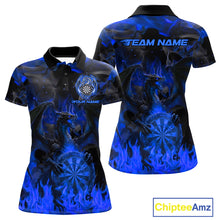 Load image into Gallery viewer, Fire Flames Darts Dragon Purple Dart Polo Shirts For Women Personalized Team Dart Jerseys NYN2106