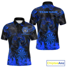Load image into Gallery viewer, Fire Flames Darts Dragon Purple Dart Polo Shirts For Men Personalized Team Dart Jerseys NYN2106