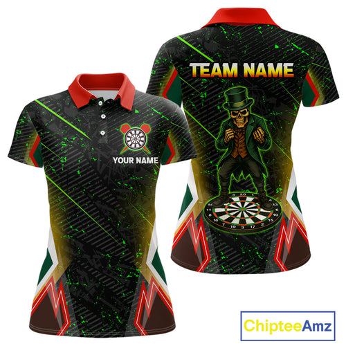 Green Skeleton With Urban Neon Women's Dart Shirt - Custom Name For Darts Jersey NYN0430