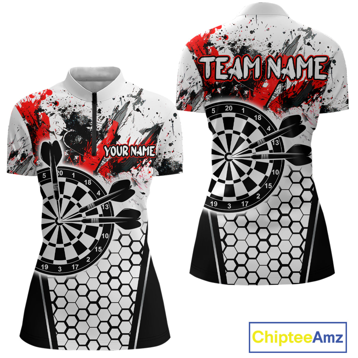 Dartboard Halftone Hexagon Grunge Darts Shirt For Women - Personalized Name For Players NYN0681