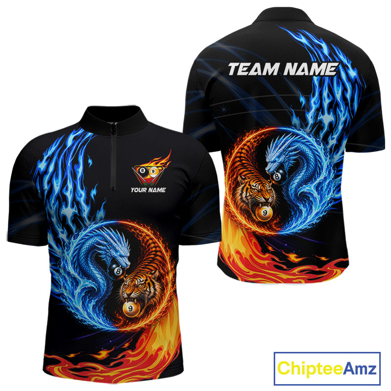 Dragon Tiger Men's Quarter-Zip Pool Shirt, Personalized League Uniform