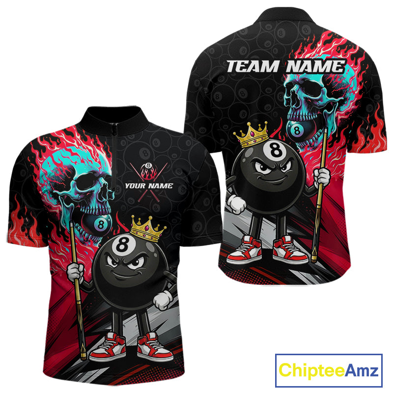 Red Flame Men's Quarter-Zip Pool League Jersey, Performance Apparel