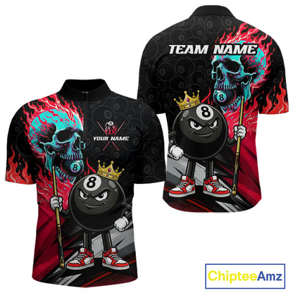 Red Flame Men's Quarter-Zip Pool League Jersey, Performance Apparel