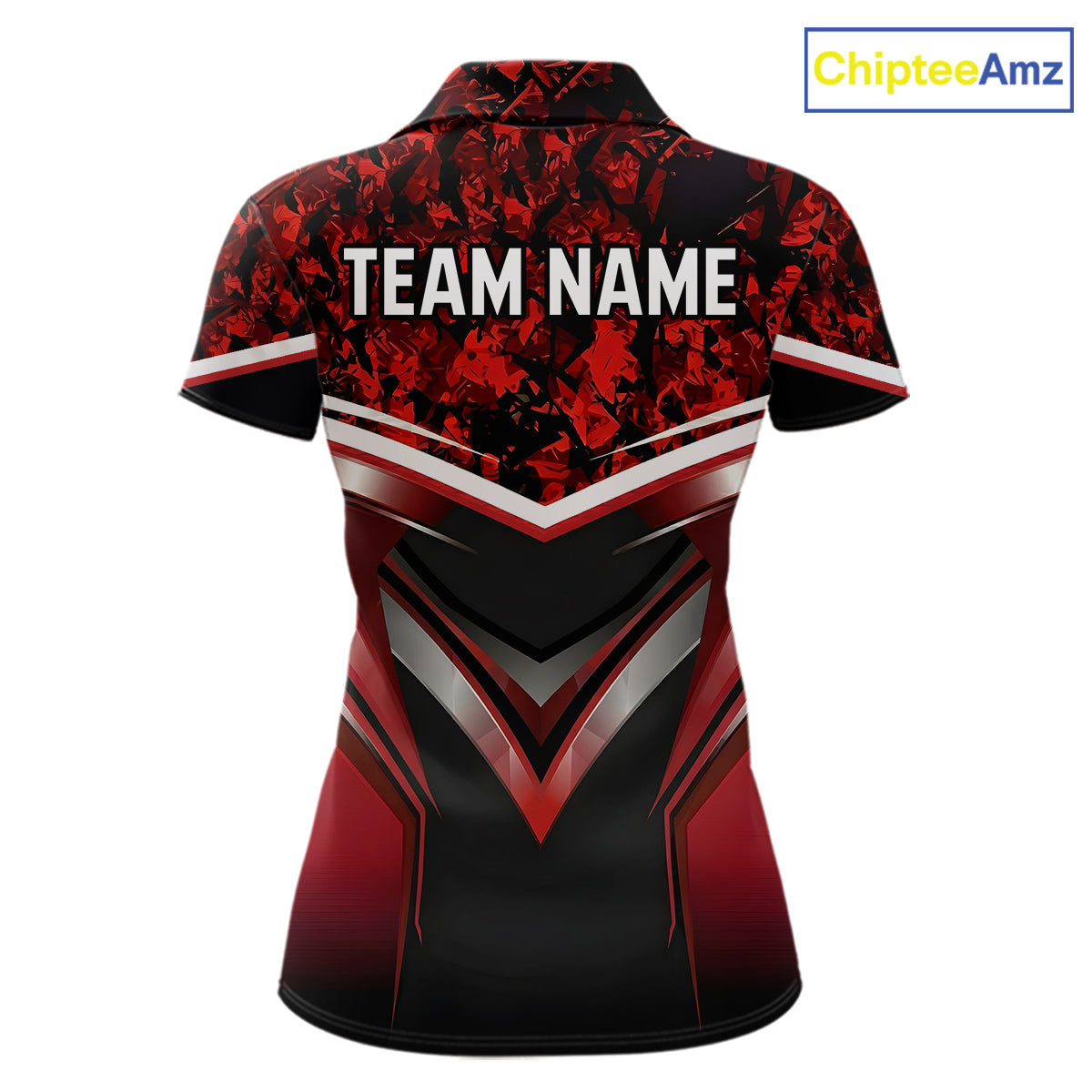 Black & Red Geometric 8 Ball Pool Polo & 1/4-Zip Shirt For Women Custom Pool Billiard Team Jerseys NYN2980