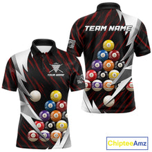 Load image into Gallery viewer, Red And Silver Pool Balls Billiard Team Polo &amp; 1/4-Zip Shirt For Men Custom Billiard Apparel NYN2375