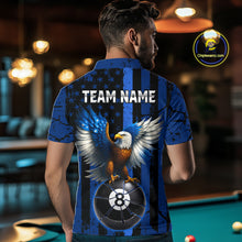 Load image into Gallery viewer, Eagle Crack 8 Ball Pool Men Billiard Team Shirt Custom Polo &amp; 1/4-Zip Billiard Apparel|Blue NYN2382