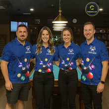 Load image into Gallery viewer, Eagle Crack 8 Ball Pool Men Billiard Team Shirt Custom Polo &amp; 1/4-Zip Billiard Apparel|Blue NYN2382