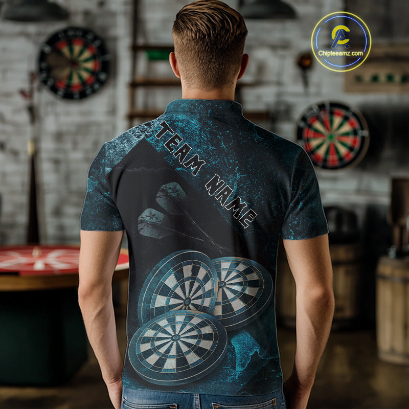 Triple Dartboards Grunge Darts Shirt For Men Custom Name For Players | Opt1 - Turquoise NYN0685