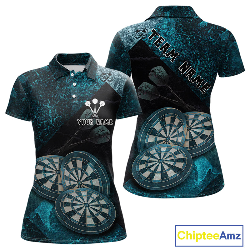 Triple Dartboards Grunge Darts Shirt For Men Custom Name For Players | Opt1 - Turquoise NYN0685