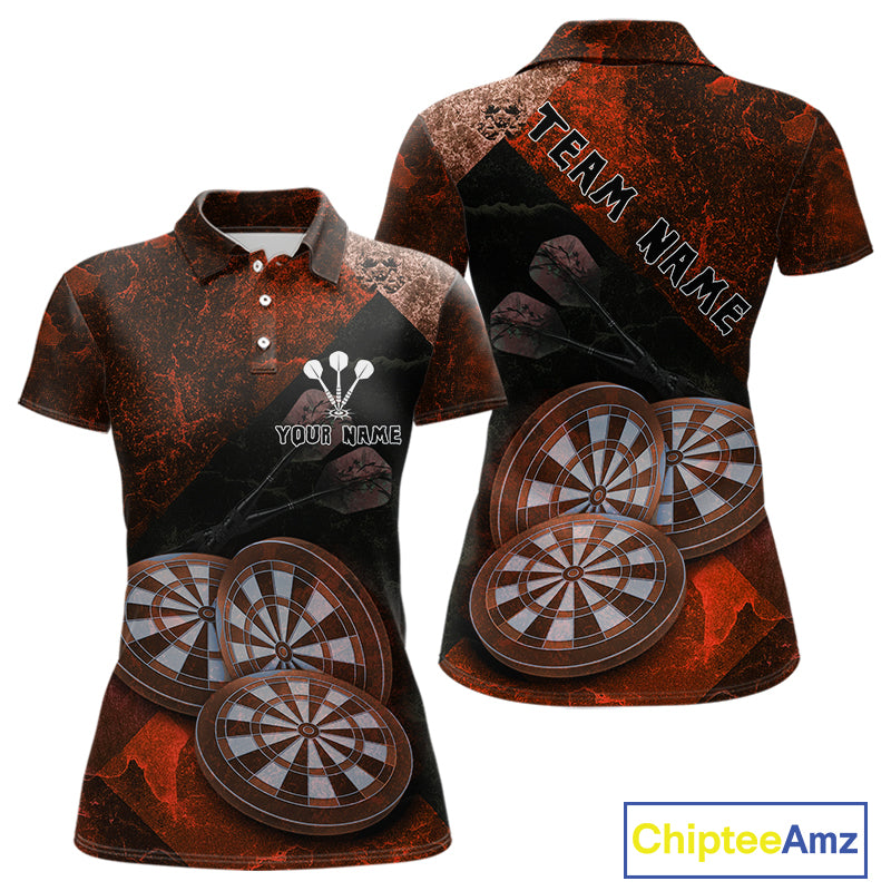 Triple Dartboards Grunge Darts Shirt For Women Custom Name For Players | Opt2 - Red NYN0686