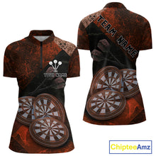 Load image into Gallery viewer, Triple Dartboards Grunge Darts Shirt For Women Custom Name For Players | Opt2 - Red NYN0686