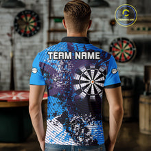 Load image into Gallery viewer, Dartboard Colorful Grunge Men's Darts Shirt Custom Name For Players | Opt1 - Blue NYN0687