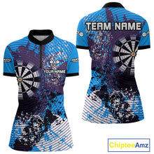 Load image into Gallery viewer, Dartboard Colorful Grunge Men's Darts Shirt Custom Name For Players | Opt1 - Blue NYN0687