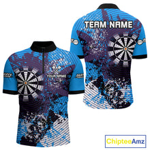 Load image into Gallery viewer, Dartboard Colorful Grunge Men's Darts Shirt Custom Name For Players | Opt1 - Blue NYN0687