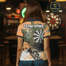 Load image into Gallery viewer, Dartboard Colorful Grunge Women's Darts Shirt Custom Name For Players | Opt2 - Orange NYN0688