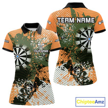 Load image into Gallery viewer, Dartboard Colorful Grunge Women's Darts Shirt Custom Name For Players | Opt2 - Orange NYN0688