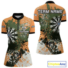 Load image into Gallery viewer, Dartboard Colorful Grunge Women's Darts Shirt Custom Name For Players | Opt2 - Orange NYN0688