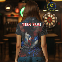Load image into Gallery viewer, US Flag Eagle Cracked Dartboard Red Women's Darts Shirt Custom Name For Players | Opt1 NYN0690