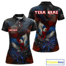 Load image into Gallery viewer, US Flag Eagle Cracked Dartboard Red Women's Darts Shirt Custom Name For Players | Opt1 NYN0690