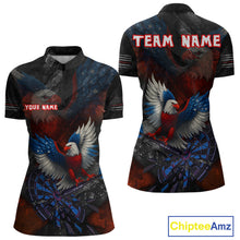 Load image into Gallery viewer, US Flag Eagle Cracked Dartboard Red Women's Darts Shirt Custom Name For Players | Opt1 NYN0690