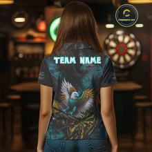 Load image into Gallery viewer, US Flag Eagle Cracked Dartboard Turquoise Women's Darts Shirt Custom Name For Players | Opt2 NYN0691