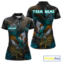 Load image into Gallery viewer, US Flag Eagle Cracked Dartboard Turquoise Women's Darts Shirt Custom Name For Players | Opt2 NYN0691