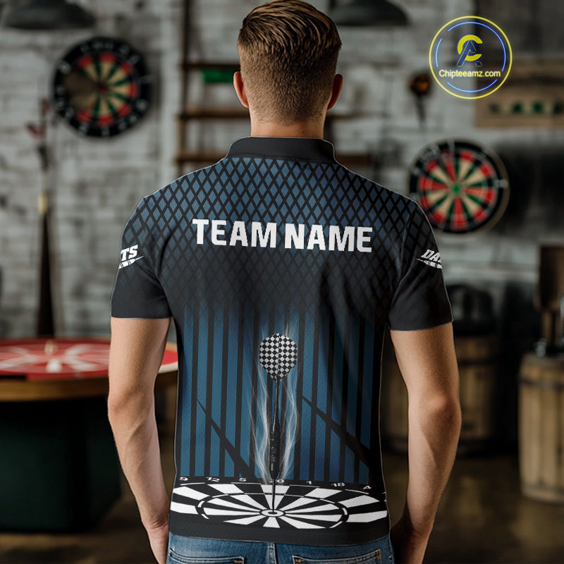 Azure Lightning Dartboard Electric Men's Dart Strike Shirt |  Custom Name For Darts Jersey NYN0440