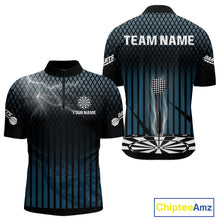 Load image into Gallery viewer, Azure Lightning Dartboard Electric Men's Dart Strike Shirt |  Custom Name For Darts Jersey NYN0440