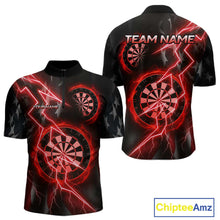 Load image into Gallery viewer, Custom Lightning Red And Black Darts 1/4-Zip Shirt For Men Darts Tournament Jerseys NYN0950