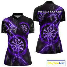 Load image into Gallery viewer, Custom Lightning Purple And Black Darts 1/4-Zip Shirt For Women Darts Tournament Jerseys NYN0951