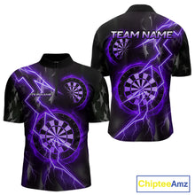 Load image into Gallery viewer, Custom Lightning Purple And Black Darts 1/4-Zip Shirt For Men Darts Tournament Jerseys NYN0951