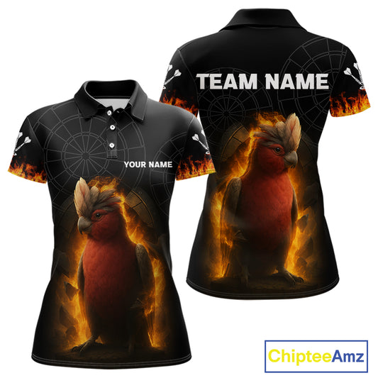 Flaming Cockatoo Dartboard Women's Dart Shirt - Custom Team Name For Darts Jersey NYN0450