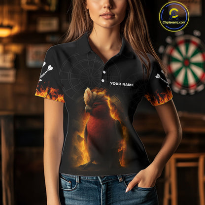 Flaming Cockatoo Dartboard Women's Dart Shirt - Custom Team Name For Darts Jersey NYN0450