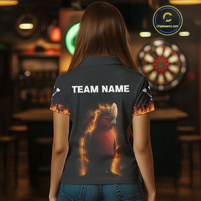 Flaming Cockatoo Dartboard Women's Dart Shirt - Custom Team Name For Darts Jersey NYN0450
