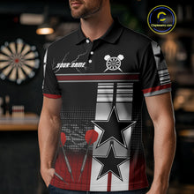 Load image into Gallery viewer, Patriotic Star &amp; Darts Custom Men's Darts Shirt - Black &amp; Red Jersey For Players NYN0451