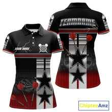 Load image into Gallery viewer, Patriotic Star &amp; Darts Custom Women&#39;s Darts Shirt - Black &amp; Red Jersey For Players NYN0451