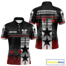 Load image into Gallery viewer, Patriotic Star &amp; Darts Custom Men's Darts Shirt - Black &amp; Red Jersey For Players NYN0451