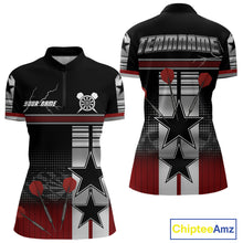 Load image into Gallery viewer, Patriotic Star &amp; Darts Custom Women&#39;s Darts Shirt - Black &amp; Red Jersey For Players NYN0451