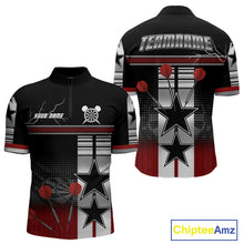 Load image into Gallery viewer, Patriotic Star &amp; Darts Custom Men's Darts Shirt - Black &amp; Red Jersey For Players NYN0451