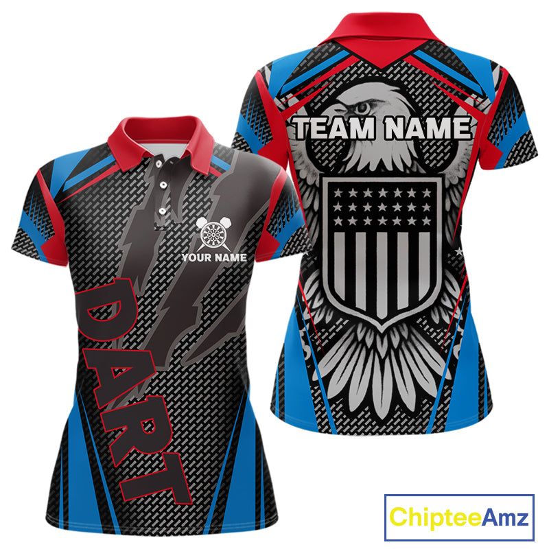US Flag Eagle Multi Color Women's Dart Shirt - Custom Team Name For Darts Jersey NYN0452