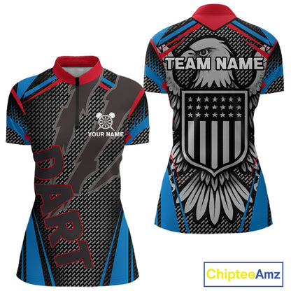 US Flag Eagle Multi Color Women's Dart Shirt - Custom Team Name For Darts Jersey NYN0452