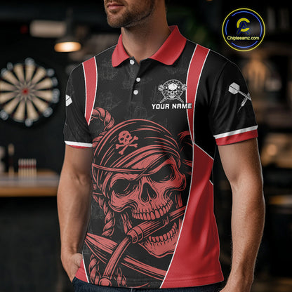 Vintage Pirate Skull Darts Team Shirt For Men - Personalized With Name And Team NYN0459