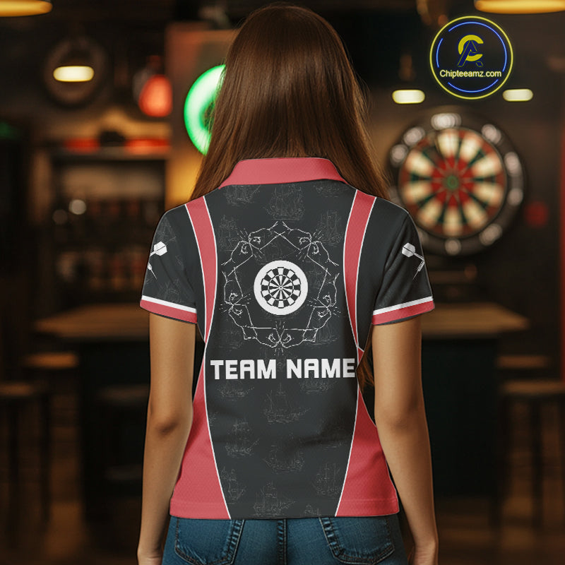 Vintage Pirate Skull Darts Team Shirt For Women - Personalized With Name And Team NYN0459