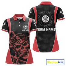 Load image into Gallery viewer, Vintage Pirate Skull Darts Team Shirt For Women - Personalized With Name And Team NYN0459