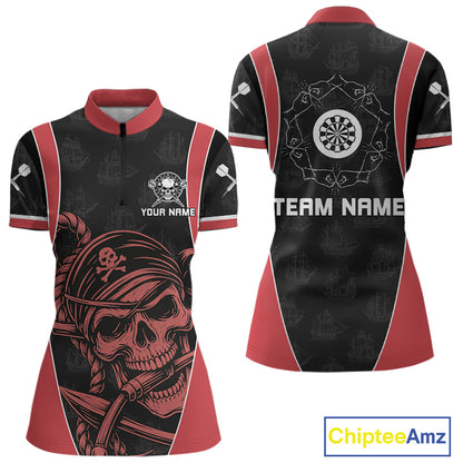 Vintage Pirate Skull Darts Team Shirt For Women - Personalized With Name And Team NYN0459