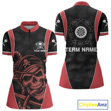 Load image into Gallery viewer, Vintage Pirate Skull Darts Team Shirt For Women - Personalized With Name And Team NYN0459