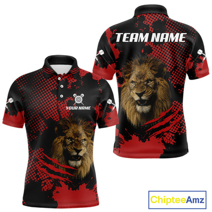 Grunge Lion Dartboard Custom Polo Shirt For Men - Darts Team Jersey NYN0707