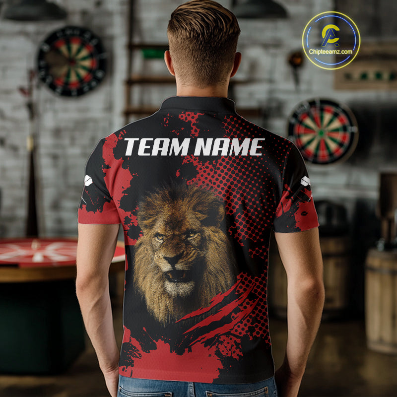 Grunge Lion Dartboard Custom Polo Shirt For Men - Darts Team Jersey NYN0707
