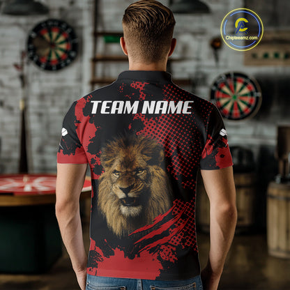 Grunge Lion Dartboard Custom Polo Shirt For Men - Darts Team Jersey NYN0707